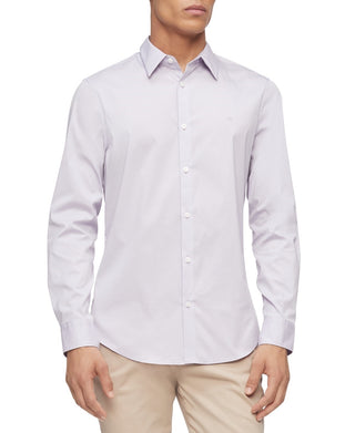 Calvin Klein Men's Slim Fit Stretch Solid Shirt Purple Size Medium