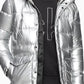 Calvin Klein Men's Metallic Puffer Parka With Faux Fur Trim Silver Size Medium
