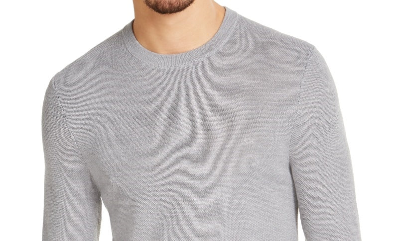 Calvin Klein Men's Merino Crew Neck Sweater Silver Size X-Large