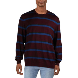 Calvin Klein Men's Bi-Color Striped Sweater Red Size Small