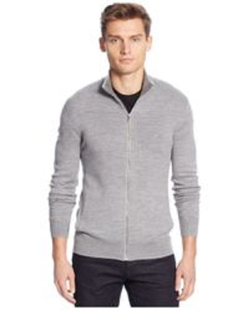 Calvin Klein Men's Merino Full-Zip Sweater Charcoal Size Small