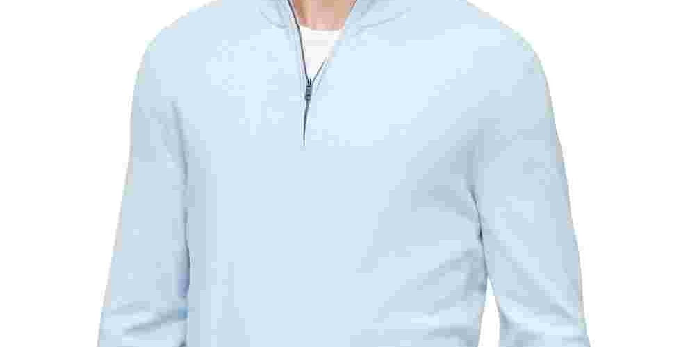 Calvin Klein Men's Navy Long Sleeve Collared Classic Fit Quarter-Zip Sweater Blue Size X-Large