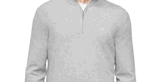 Calvin Klein Men's 1/4 Zip Mock Turtleneck Sweater Silver Size Medium