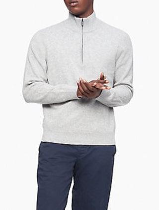 Calvin Klein Men's 1/4-Zip Sweater Silver Size XX Large