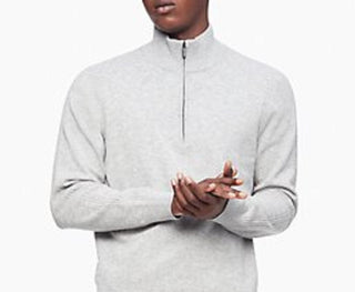 Calvin Klein Men's 1/4-Zip Sweater Silver Size XX Large