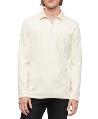 Calvin Klein Men's Collared 1/4 Zip Polo Shirt White Size X-Large