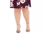 Love Squared Women's Floral Bell Sleeve Off Shoulder Knee Length Shift Party Dress Purple Size 1X