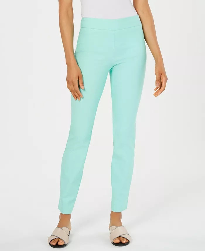 Charter Club Women's Petite Cambridge Tummy-Control Slim-Leg Pants Bright Blue Size 16X3