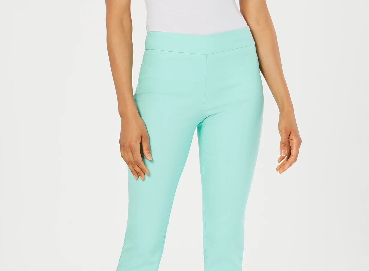 Charter Club Women's Petite Cambridge Tummy-Control Slim-Leg Pants Bright Blue Size 24X4.5