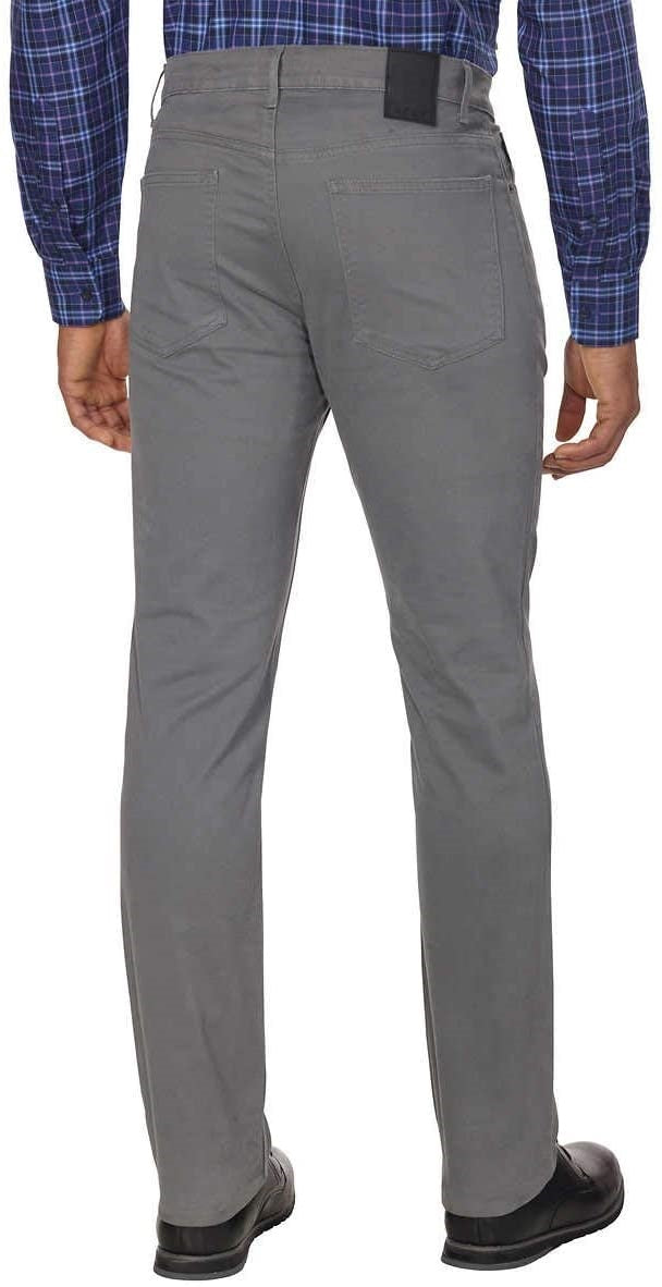 DKNY Men's Stretch Mid Rise Straight Leg Pants Grey Size 38X30