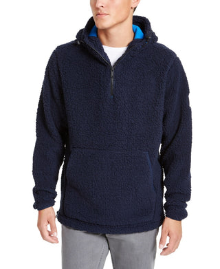 DKNY Men's Sherpa Quarter-Zip Sweater Navy Size XX-Large