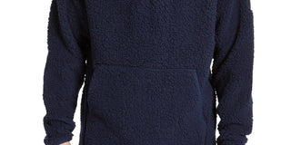 DKNY Men's Sherpa Quarter-Zip Sweater Navy Size XX-Large