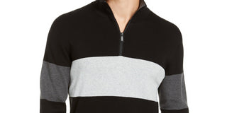 DKNY Men's Cotton Colorblock Sweater Charcoal Size XX-Large