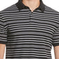 DKNY Men's Pique Stripe Polo Shirt Charcoal Size Medium