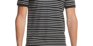 DKNY Men's Pique Stripe Polo Shirt Charcoal Size Medium