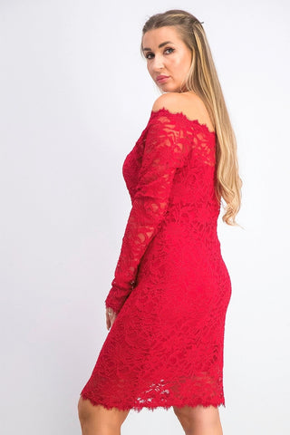 Jump Juniors' Lace Body-Con Dress Red Size Extra Small