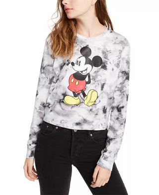 Disney Junior's Tie Dyed Mickey Mouse Graphic Print Top Grey Size X-Large