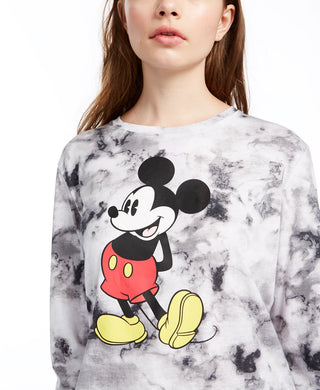 Disney Junior's Tie Dyed Mickey Mouse Graphic Print Top Grey Size X-Large