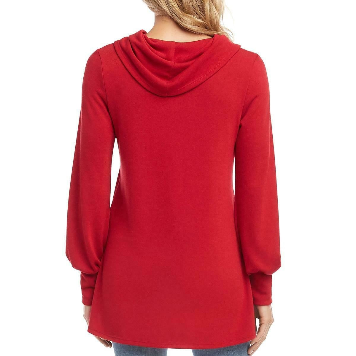 Karen Kane Women's Cowl Neck Side Slit Turtleneck Sweater Red Size X-Large