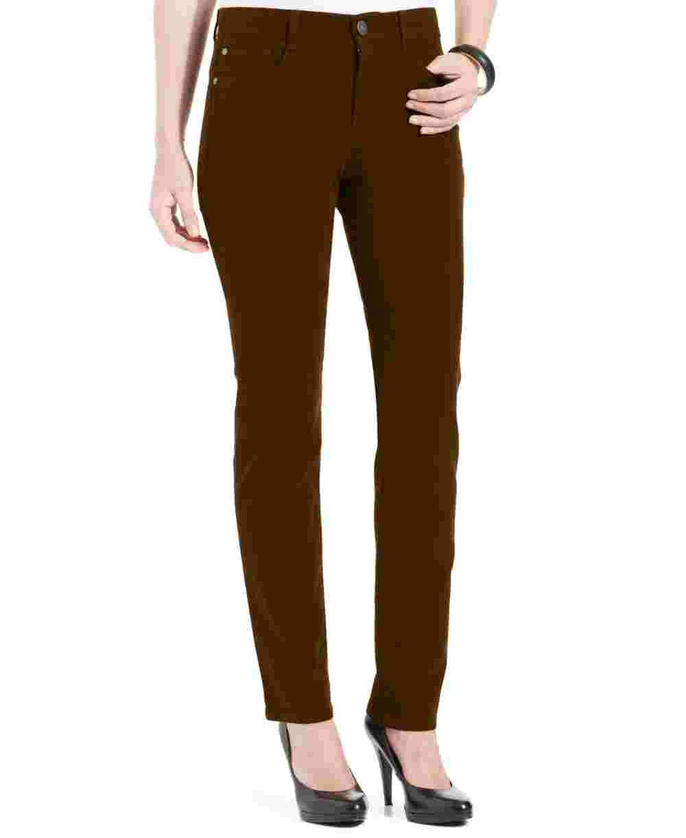 Style & Co Women's Petite Slim-Leg Tummy-Control Jeans  Brown Size 24X4.5