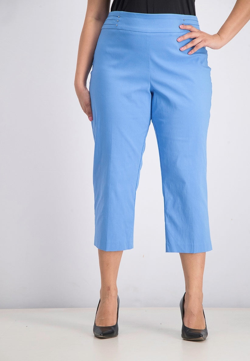 JM Collection Women's Embellished Pull-On Capri Pants Bright Blue Size Medium