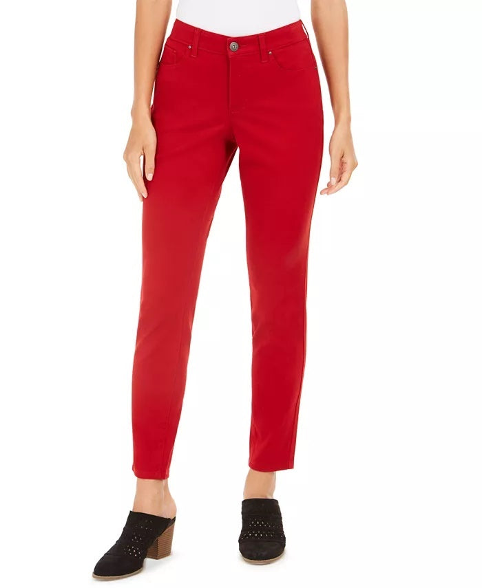Style & Co Women's Curvy-Fit Skinny Fashion Jeans Red Size 6