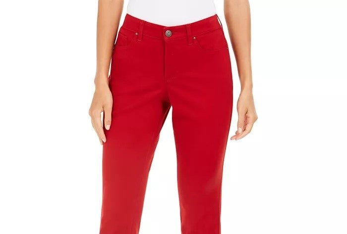 Style & Co Women's Curvy-Fit Skinny Fashion Jeans Red Size 6