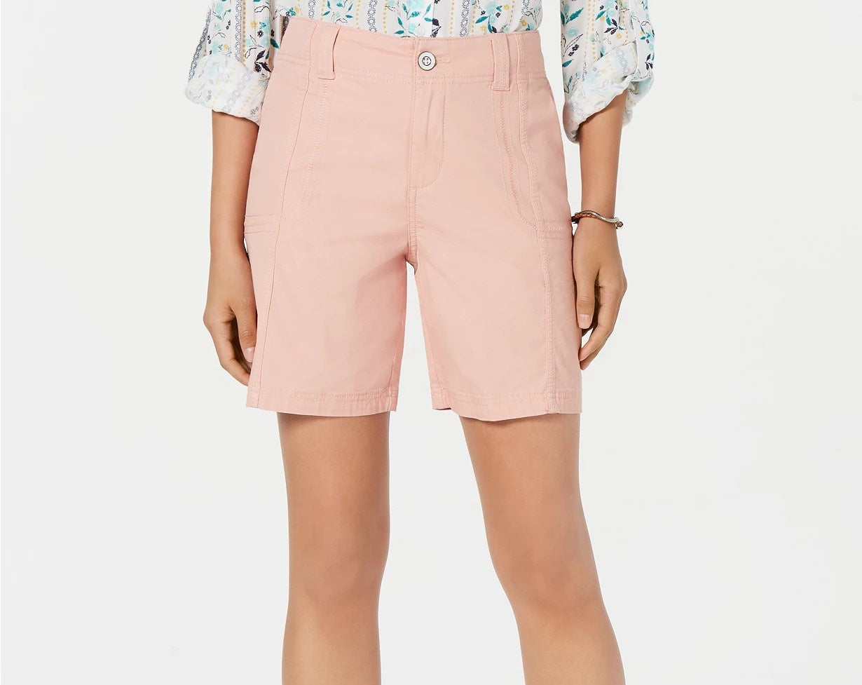 Style & Co Women's Comfort-Waist Cargo Shorts Pink Size 2