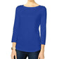 Charter Club Women's Boat-Neck Button-Shoulder Top Dark Blue Size Large