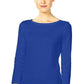Charter Club Women's Boat-Neck Button-Shoulder Top Dark Blue Size Large