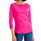 Charter Club Women's Pima Cotton Boat Neck Button Shoulder Top Pink Size Small