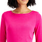 Charter Club Women's Pima Cotton Boat Neck Button Shoulder Top Pink Size Small
