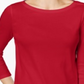 Charter Club Women's Pima Cotton Boat Neck Button Shoulder Top Red Size X-Small