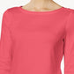 Charter Club Women's Pima Cotton Boat Neck Button Shoulder Top Red Size X-Large