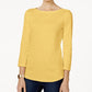 Charter Club Women's Boat Neck Button Shoulder Top Yellow Size Large