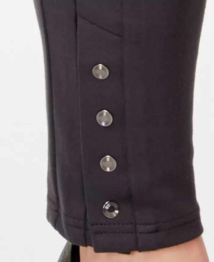 Style & Co Women's Plus Size Ponté Knit Snap-Bottom Leggings Dark Gray Size Petite Small