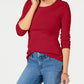 Charter Club Women's Pima Cotton Long-Sleeve Top Red Size X-Small