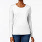Charter Club Women's Pima Cotton Long Sleeve Top White Size Small