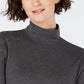 Charter Club Women's Solid Long Sleeve Mock Top Gray Size XX-Large