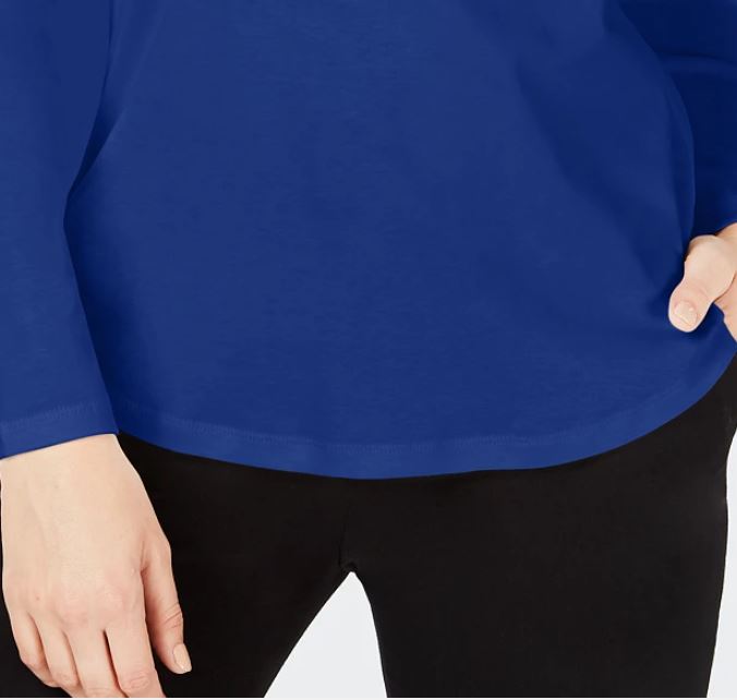 Charter Club Women's Cotton Mock Neck Top Blue Size X-Large