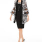 R & M Richards Women's Necklace Dress & Printed Bell Sleeve Jacket Charcoal Size 4 Petite
