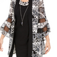 R & M Richards Women's Necklace Dress & Printed Bell Sleeve Jacket Charcoal Size 4 Petite