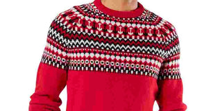 Dockers Men's Alpha Chunky Fair Isle Sweater Red Size Medium