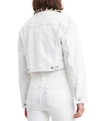 Levi's Women's Limited Cropped Denim Trucker Jacket White Size X-Large