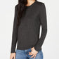 Weekend Max Mara Women's Long-Sleeve Crewneck Top Dark Gray Size Large