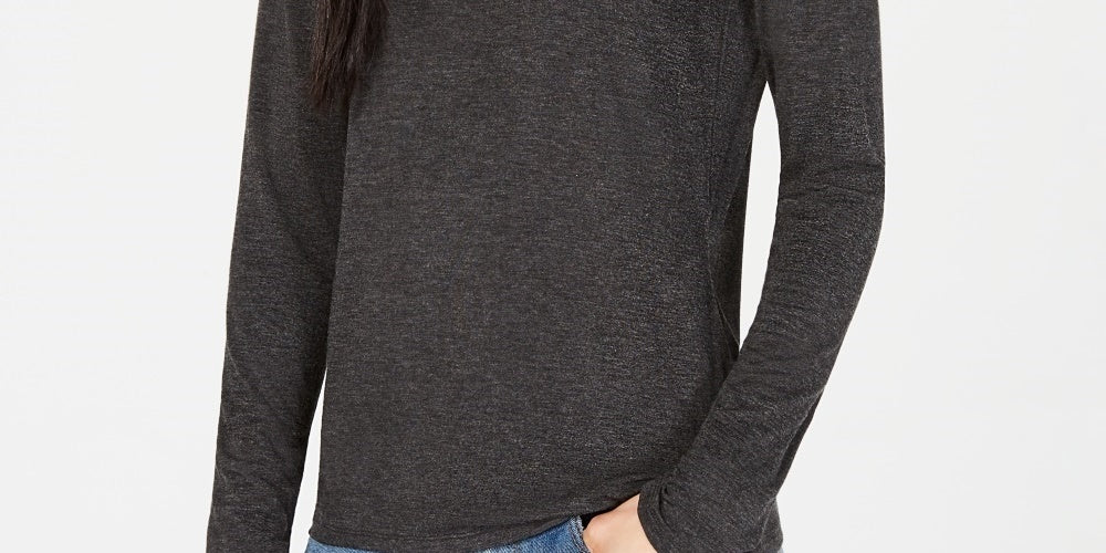 Weekend Max Mara Women's Long-Sleeve Crewneck Top Dark Gray Size Large