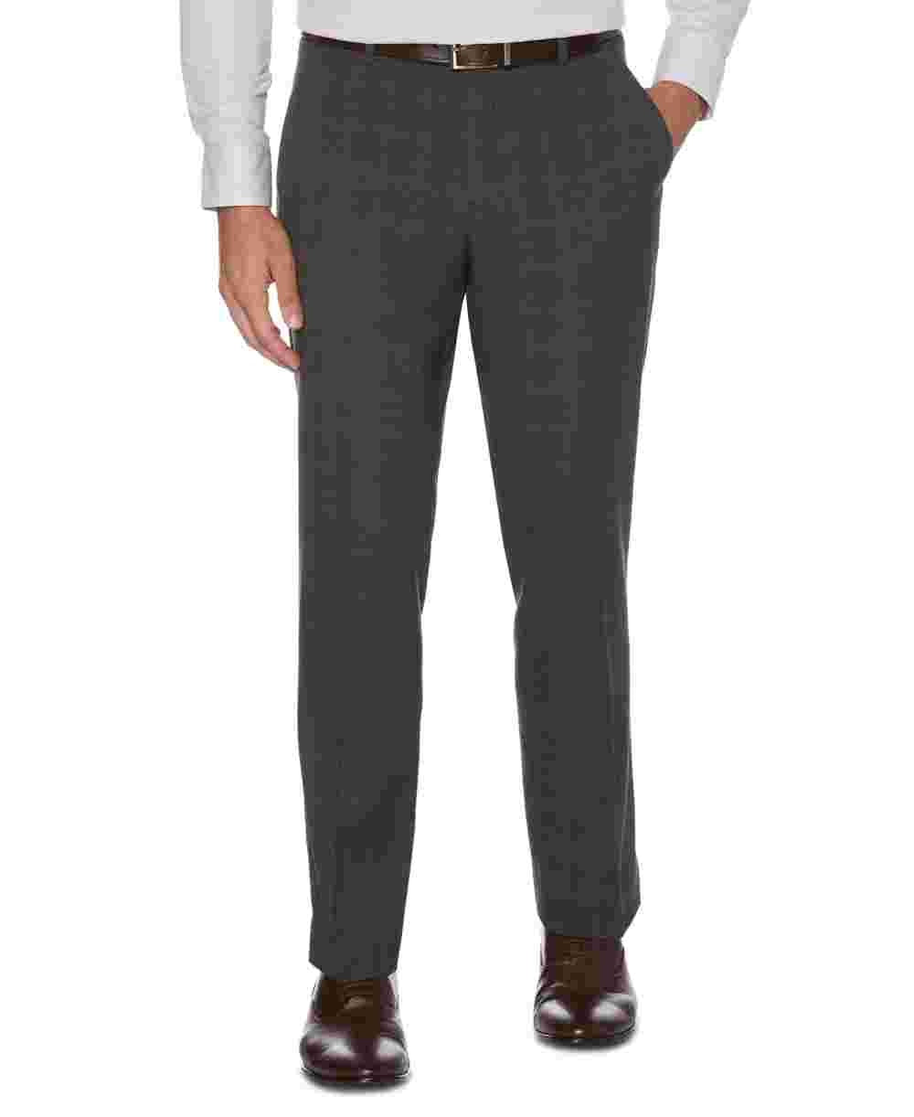Perry Ellis Men's Portfolio Modern Fit Heathered Performance Dress Pants Heather Charcoal Size 40X32