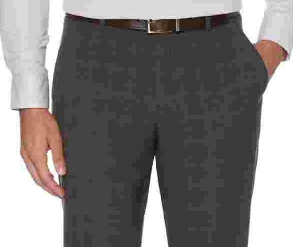 Perry Ellis Men's Portfolio Modern Fit Heathered Performance Dress Pants Heather Charcoal Size 40X32