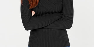 Freshman Juniors' V-Neck Ribbed Sweater Gray Size Medium