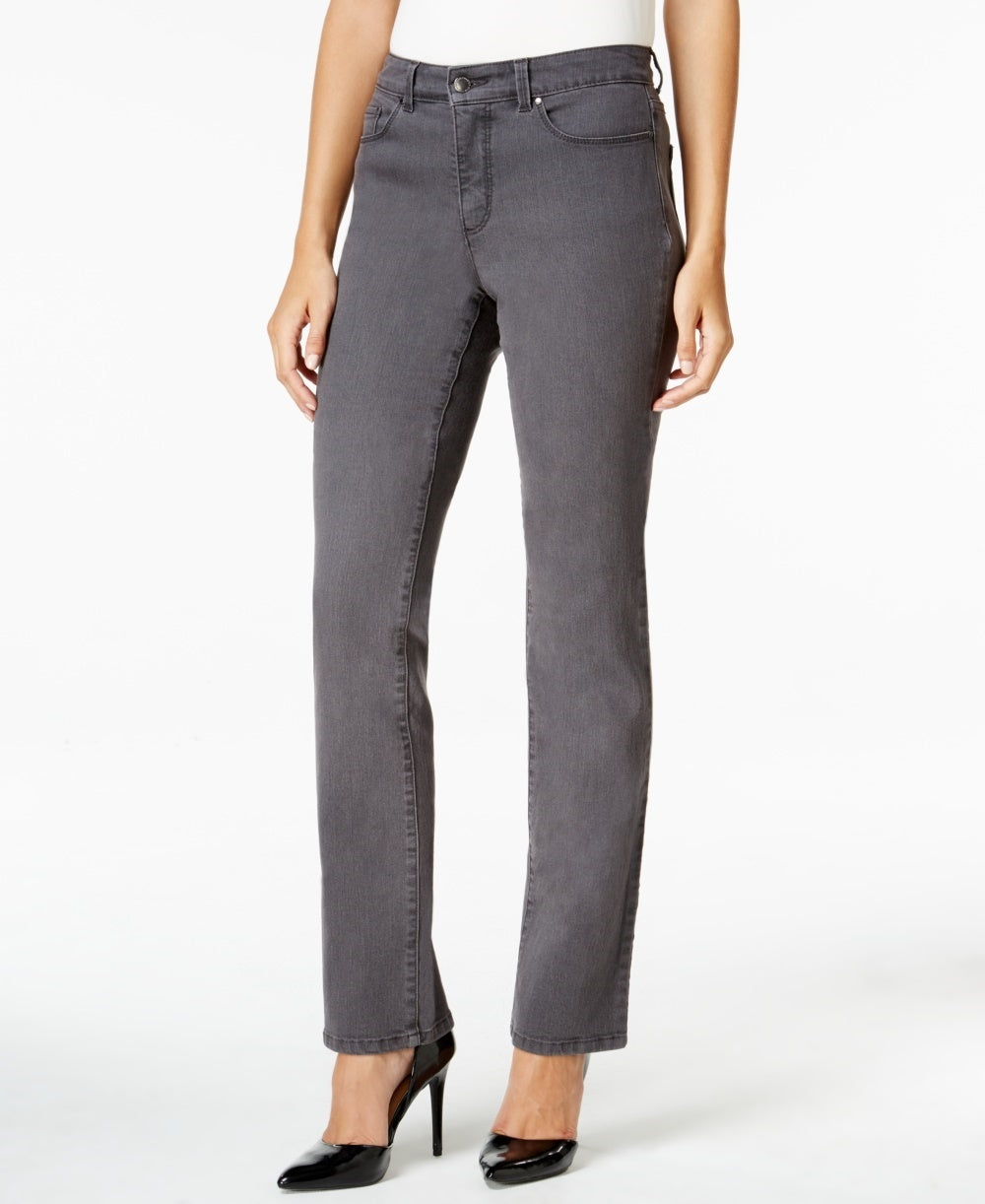 Charter Club Women's Lexington Straight-Leg Jeans Dark Gray Size 4